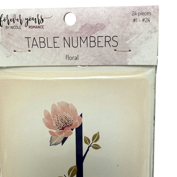Table Number Cards 1-24 Pink Leaf Floral 4x5 Wedding Baby Shower Party Supplies - Picture 3 of 5